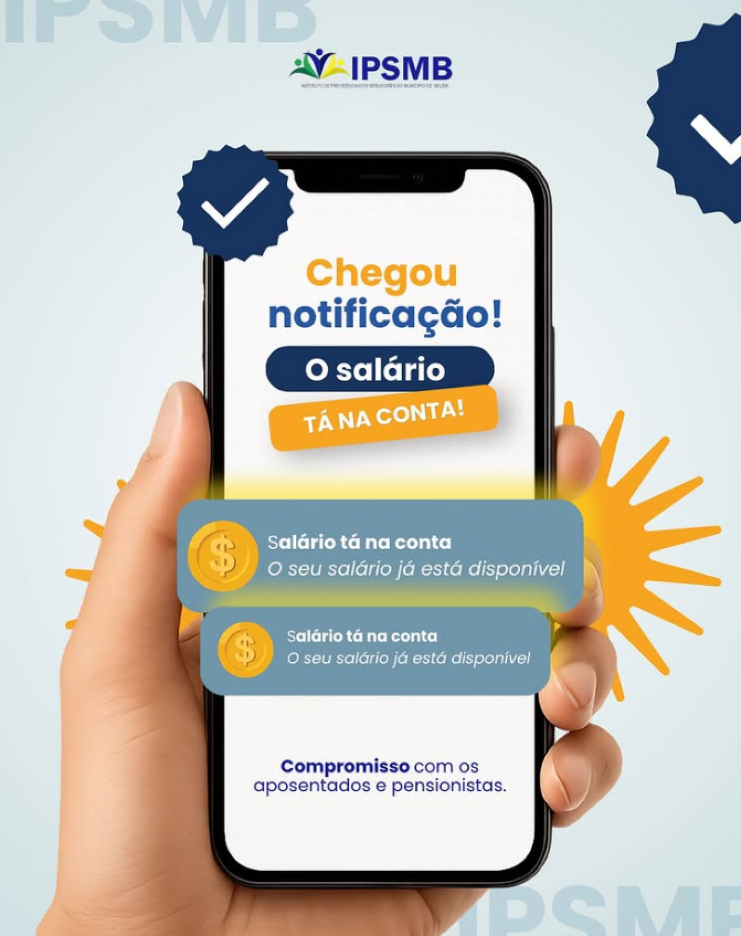 Atenção aposentados e pensionistas, o salário do mês de julho já está na conta do beneficiário! 💙💰